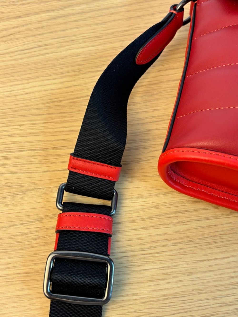 Coach Red/Black Track Small Flap Crossbody with Quilting Unisex Like New! - Picture 10 of 15